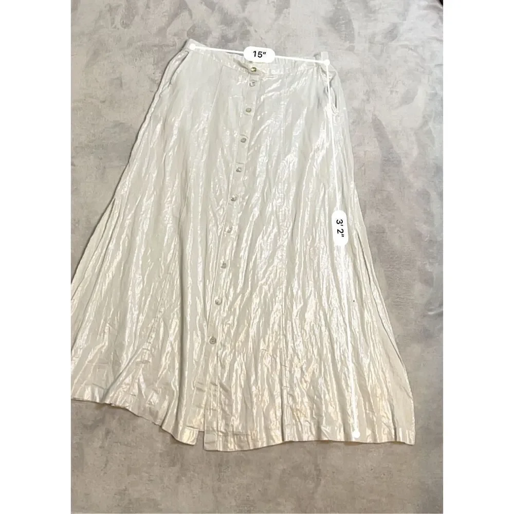 New! Shimmery Sparkly Silver Metallic Skirt MAXI LARGE - Picture 5 of 8